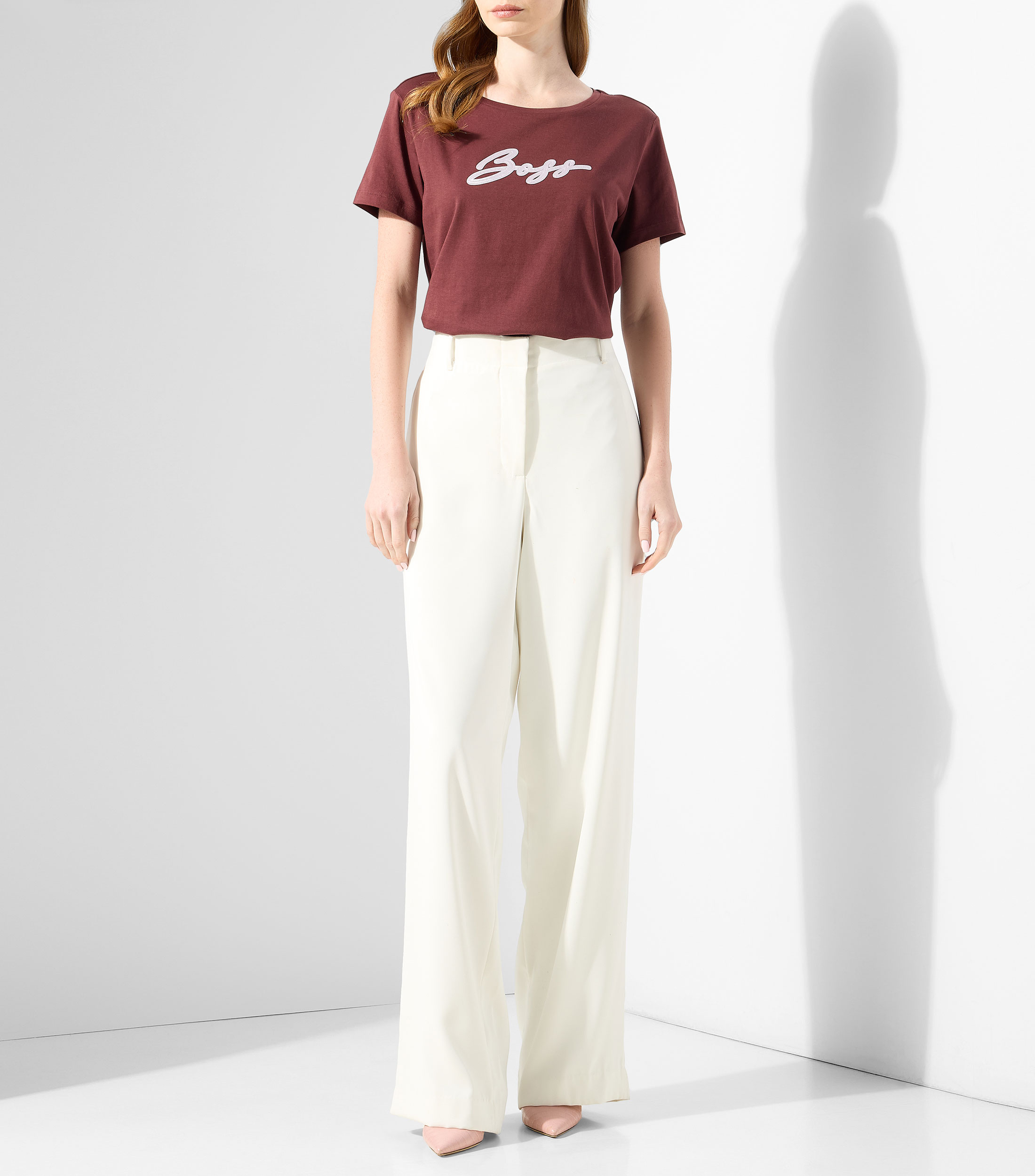 Playera cuello redondo manga corta de diseño sólido Mujer
